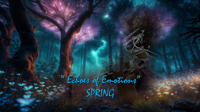 Bosque mágico con árboles iluminados, criaturas fantásticas y encanto vibrante.
